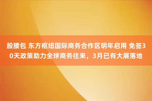 股腰包 东方枢纽国际商务合作区明年启用 免签30天政策助力全球商务往来，3月已有大展落地