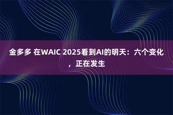 金多多 在WAIC 2025看到AI的明天：六个变化，正在发生